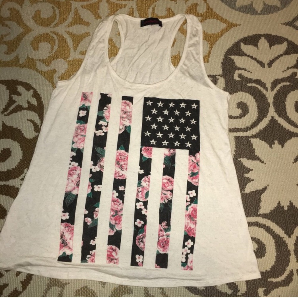 Floral patriotic tank top